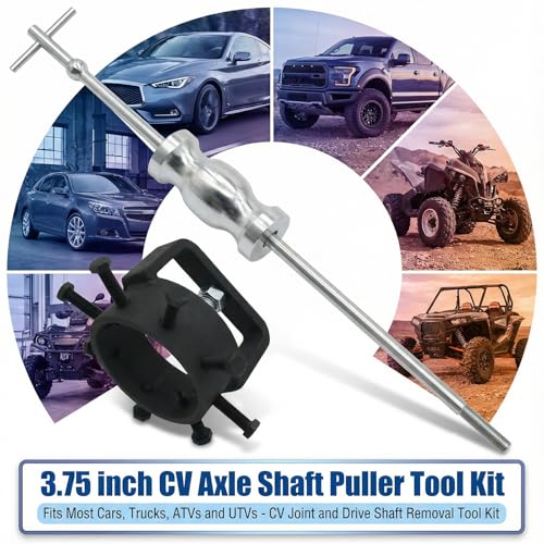 3.75 Inch CV Axle Shaft Puller Tool Kit with Slide Hammer, Heavy Duty Axle Removal Tool for Cars Trucks ATV UTV, CV Joint and Driveshaft Puller Set