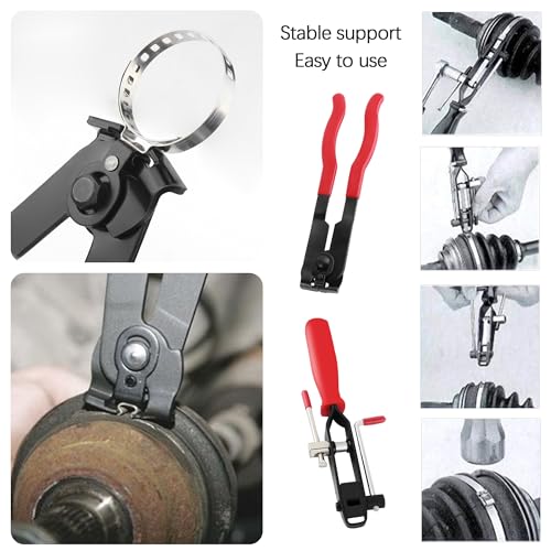 CV Boot Clamp Pliers Kit,1PC CV Joint Boot Clamp Pliers + 1PC Ear Clamp Pliers + 10PCS Clamps,Universal Car Accessories for Most Vehicles (Pliers/2PCS) - color: Clamp Pliers/2pcs