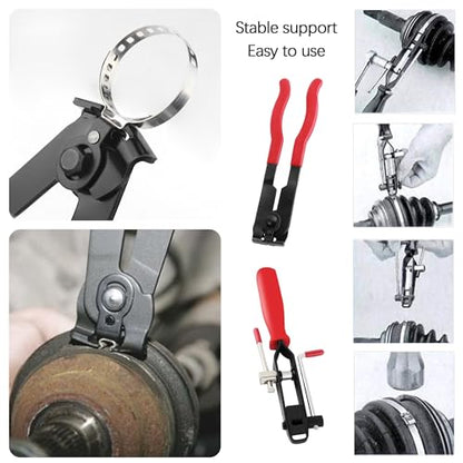 CV Boot Clamp Pliers Kit,1PC CV Joint Boot Clamp Pliers + 1PC Ear Clamp Pliers + 10PCS Clamps,Universal Car Accessories for Most Vehicles (Pliers/2PCS) - color: Clamp Pliers/2pcs