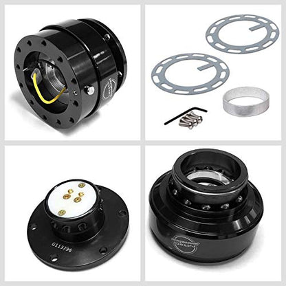 NRG (SRK-200) Black Aluminum GEN 2.0 Racing Performance Steering Wheel Quick Release Adapter Fit 2-Way 6-Hole Pattern Design - color: Black
