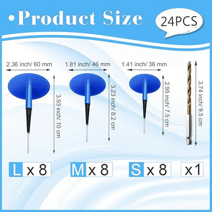 Tire Repair Patch Plug Kit, 24P Mushroom Tire Plug Patch | with Hex Shank Drill Bit for Car (1.41" / 1.81" / 2.36")