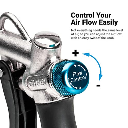 Capri Tools 2-Way Air Blow Gun Kit with Nozzles and Rubber Tips, 8-Piece