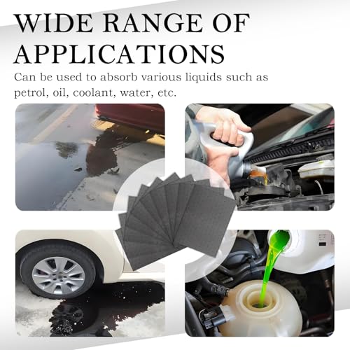 10PCS Oil Absorbent Pads 13 * 10.1",Powerful Polypropylene Oil Spill Mat Absorbs Soaks Coolant/Oil/Grease/Water-Based Fluids,Universal Reusable Oil Drain Splash Pad Car Accessories - color: 10PCS