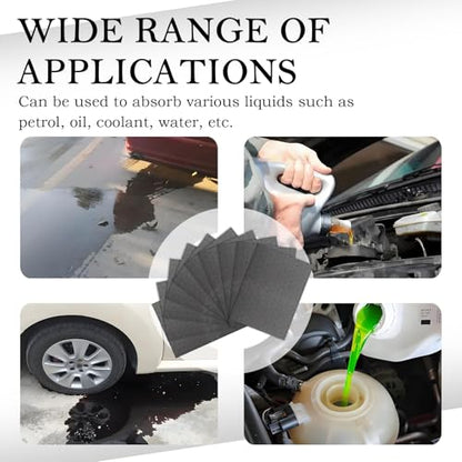 10PCS Oil Absorbent Pads 13 * 10.1",Powerful Polypropylene Oil Spill Mat Absorbs Soaks Coolant/Oil/Grease/Water-Based Fluids,Universal Reusable Oil Drain Splash Pad Car Accessories - color: 10PCS