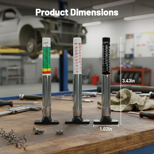 Tire Tread Depth Gauge,Tire Tread Gauge Color Coded, Tread Depth Gauge Color Coded Tire Depth Gauge Tool Tire Tread Accurate Measurement Tools (Green-4PCS) - color: Green-4PCS