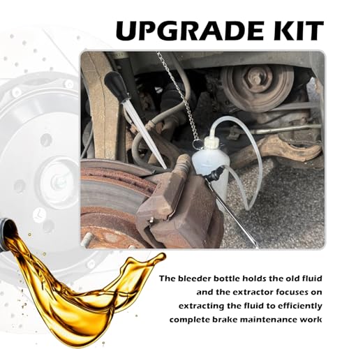 Brake Bleeder Kit with 1L Brake Bleeder Bottle & 30ml Fluid Extractor,One Person Brakes Fluid Bleeders Kit for Quick Brakes Fluids Replacement,Universal Break Bleeders Kits