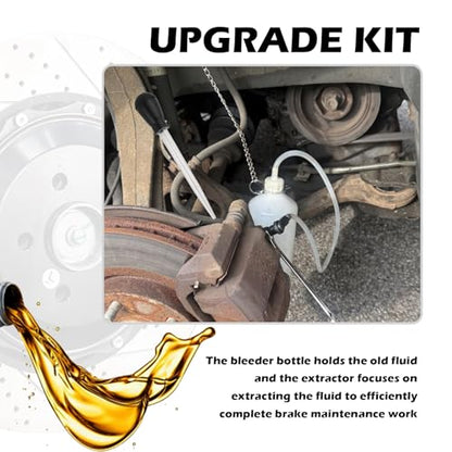 Brake Bleeder Kit with 1L Brake Bleeder Bottle & 30ml Fluid Extractor,One Person Brakes Fluid Bleeders Kit for Quick Brakes Fluids Replacement,Universal Break Bleeders Kits