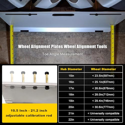 RULLINE Stainless Steel Wheel Alignment Tool Plates, 2-Pack Toe Alignment Tool with Tape Measures, Magnetic Slots, and Hanging Holes for Easy Storage - Suitable for Cars, Trucks, SUVs, and Vehicles