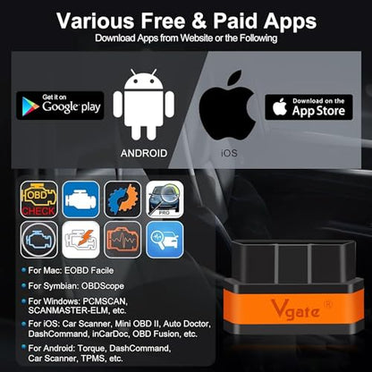iCar2 BLE 4.0 OBD2 Bluetooth Adapter Auto Scanner Car Diagnostic Tools Engine System Diagnostic Tools for Android/iOS (Black/Orange) - color: iCar2 BLE4.0 Black & Orange