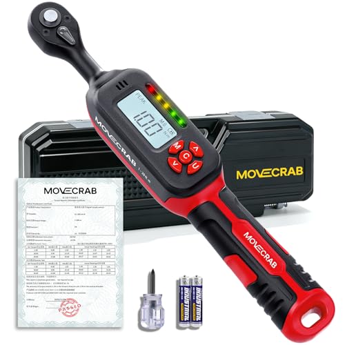 1/4" Digital Torque Wrench, 1-20 N.m / 0.7-15 Ft.lb, ±2% Accuracy | Precision You Can Trust, Triple Warning Protection, Dual Measurement Modes, Easy-to-Read LED Display, 4 Units for Mechanics - color: Red, size: 1/4" 0.7-15 Ft.lb (1-20 N.m)