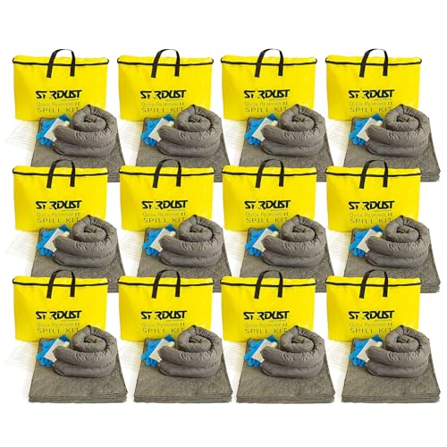 Stardust Spill Products Universal Spill Kit – OSHA Compliant Solution for Vehicles, Industrial, & Restaurant Use, Emergency Response Chemical, Water, & Bodily Fluid Cleanup, 12-Pack - size: 12 Pack