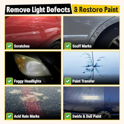 Carfidant Scratch and Swirl Remover - Car Scratch Remover for Vehicles Paint - Polishing Compound for Cars with Pad and Towel - Cutting and Buffing Compound for Paint Restorer - style: Scratch Remover Kit with towel