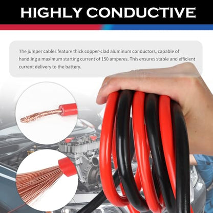 67" 150A Car Jumper Cables Heavy Duty,Automotive Battery Jumper Cables with Alligator Clips for Jump Starting Dead or Weak Batteries,Portable Jumpers Cable Kit for Most Vehicles