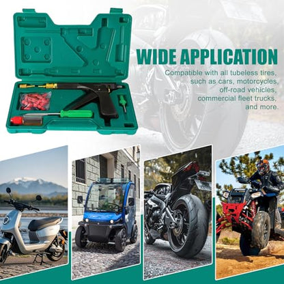 Tire Repair Kit, Tire Plug Kit Tire Repair Tools to Fix Punctures and Plug Flats Patch Kit with Mushroom Plug for car Motorcycle, Truck, ARB, ATV, Tractor, RV, SUV, Trailer