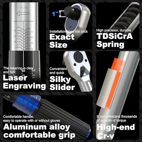 3/4'' 100-400 Ft Lb Torque Wrench Heavy Duty, Dual Direction, High hardness, Long lifetime, Stored In a Solid Case