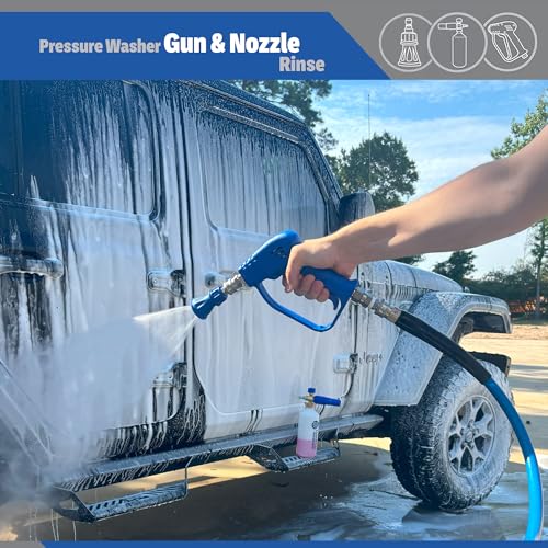 ESSENTIAL WASHER Short Pressure Washer Gun Swivel with Pressure Washer Foam Cannon Kit | Comes with Quick Connects and Nozzle Guard Tip - style: Stainless Swivel Gun With Foam Cannon