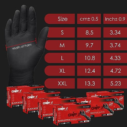 London Labs Black Nitrile Gloves Disposable Latex Free & Powder Free, 4 Mil Rubber Glove, Cleaning, Cooking, Mechanic(XS-XXL) - size: Large, style: 100 Count