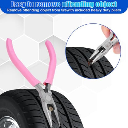 29PCS Tire Repair Rubber Nail Kit,Tire Plug Kit,Car Emergency Tire Patch Kit,Self-Service Quick Puncture Repair Tools,Suitable for Car,Motorcycle,Truck