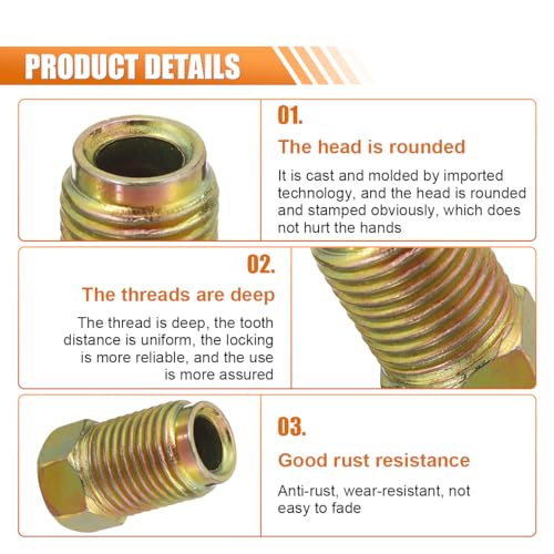 10PCS Car Brake Line Fittings for 3/16" Tube | M10 x 1.0 Thread Metric Invert Flare Nut Fittings for 3/16" Brake Line Tube, Braking System Parts for Most Cars, Trucks, SUVs