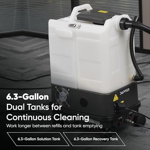 Dapper Commercial Box Carpet Extractor with 13" Motorized Brush Head, Cold Water Extraction, Strong Suction and 6.5 Gal Tanks — Ideal for Hotels, Offices, & Commercial Cleaning - size: 6.5 Gal - Cold Water Extraction