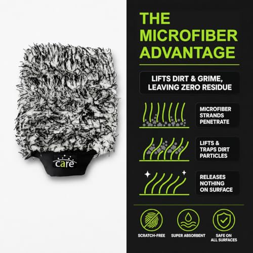 Microfiber Car Wash Mitt, Sponges for Cleaning, Car Detailing Kit, Easy to Use, Durable and Long-Lasting, Comfortable to Handle, Suitable for Regular Cleaning