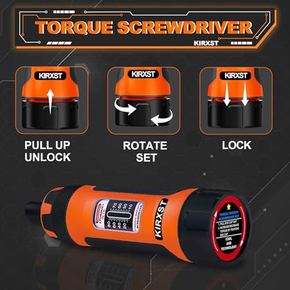 31 PCS 1/4" Drive Torque Screwdriver, 10-80 Inch Pounds Torque Screwdriver Set with S2 Bits and Socket Adapter for Maintenance, Screwdriver Set for Tools, Bike Repairing and Mounting - size: 10-80inch S