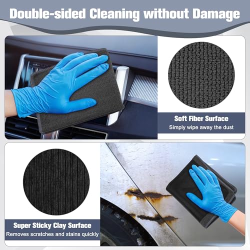 1 Pack Clay Towel 12 x 12 Inch, Gray Clay Bar Towel for Detailing | Clay Decontamination Towel for Car Paint, Reusable Synthetic Clay Bar Towel for Smooth Washing - color: Gray