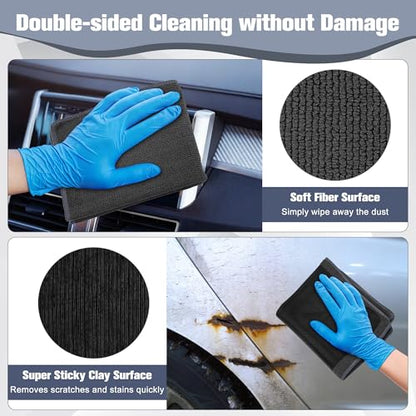 1 Pack Clay Towel 12 x 12 Inch, Gray Clay Bar Towel for Detailing | Clay Decontamination Towel for Car Paint, Reusable Synthetic Clay Bar Towel for Smooth Washing - color: Gray