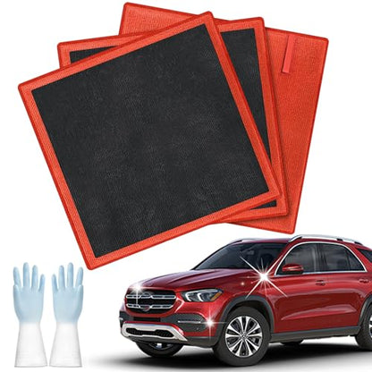 Clay Bar Towel, Car Magic Clay Towel, Clay Towel Auto Detailing, Fine Grade Microfiber Car Clay Bar Towel, Microfiber Magic Clay Cloth, Clay Bar Alternative for Car Detailing (Red*3) - color: Red*3