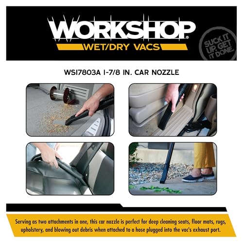 WORKSHOP Wet/Dry Vacs WS17803A 1-7/8-in. Car Nozzle Vacuum Attachment | Ideal for Deep Vehicle Cleaning, For WORKSHOP Shop Vacuum Cleaners, Fits 1-7/8-inch Extension Wands and Hoses - size: 1-7/8"