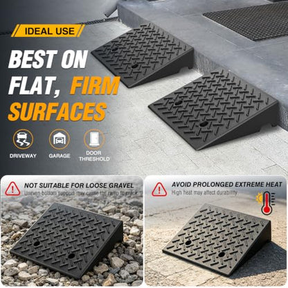 Nilight Rubber Curb Ramps, 7" Rise Height Heavy Duty Rubber Threshold Ramp, Portable Driveway Ramps for Cars Wheelchairs Scooter Lawn Mower, 7000lbs Load Capacity, 2 Pack, Black - size: 7" Rise