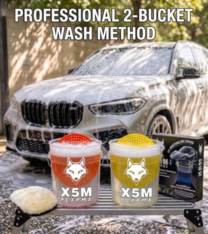 10.4" Heavy Duty Car Wash Bucket Insert (2-Pack) & Wash Mitt Kit - 10.6 oz Detailing Dirt Separator & Grit Trap, Scratch-Free Auto Wash, Fits 3.5 to 5 Gallon Buckets (Orange Kit) - color: 2pack Orange