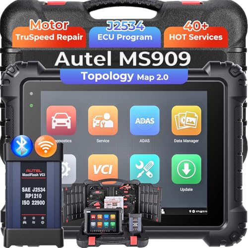 Autel MaxiSys MS909 Intelligent Scanner: 2026 MS909 Same as Ultra MS919, Up of MS908S PRO II Elite II PRO, Motor TruSpeed Repair as Ultra S2, Topology 2.0, ECU Programming, 40+ Resets, 3K+ Test