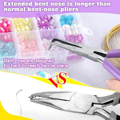 SPEEDWOX Bent Needle Nose Pliers With Serrated Jaw Mini Bent Long Nose Pliers Needle Remover Pliers Fishing Tools Precision Pliers for Jewelry Making Wire Bending and Small Object Gripping - style: Bent Needle Nose Pliers