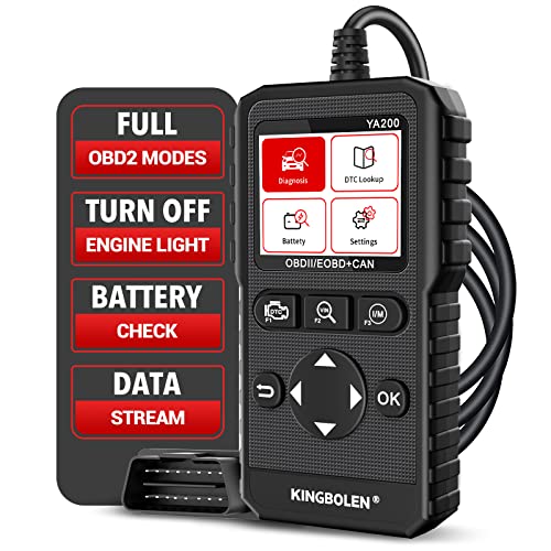 KINGBOLEN YA200 OBD2 Scanner, Car OBD2 Code Reader Check Engine Light, Car Scanner OBDII Full Functions with Voltage Test OBD2 Scanner Diagnostic Tool for All OBDII CAN Protocol Cars Since 1996 | Car Scanner OBDII Full Functions with Voltage Test OBD2 Sca