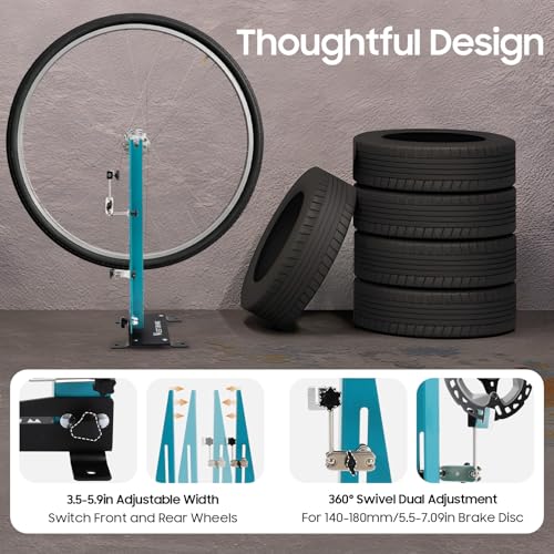 Wheel Truing Stand,Bicycle Wheel Maintenance,Removable Multi-function Bicycle Wheel Alignment Repair Tool,Rim Truing For MTB Road Adjustable Width 3.5-5.9 in