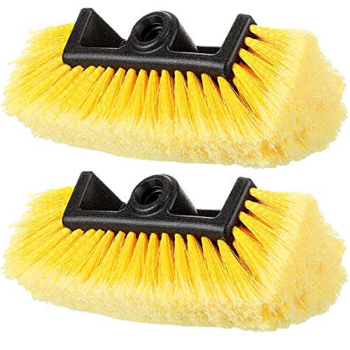 Tanlade 2 Pcs Car Wash Brush Head with Soft Detailing Bristle Flow Through Car Cleaning Brush Exterior Wash Equipment for Auto Truck RV Boat Camper(10 Inch,Yellow) - color: Yellow, size: 10 Inch