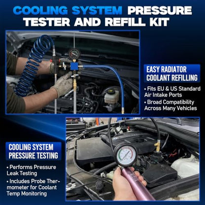 33 Pcs Coolant Pressure Tester & Vacuum Refill Kit, 23 Adapters