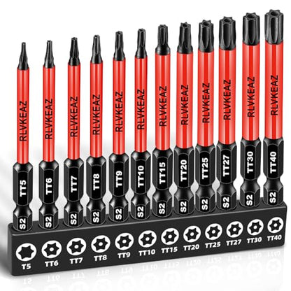12-Piece Impact Security Torx Bit Set (T5-T40), 3-Inch Long S2 Steel Tamper-Proof Star Bits Set, with 1/4" Hex Shank, Magnetic & High Torque for Automotive, Electronics, DIY Repairs - style: 12-PCS Impact Security Torx Bit Set (T5-T40), 3-Inch Long S2 Ste
