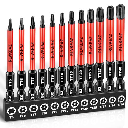 12-Piece Impact Security Torx Bit Set (T5-T40), 3-Inch Long S2 Steel Tamper-Proof Star Bits Set, with 1/4" Hex Shank, Magnetic & High Torque for Automotive, Electronics, DIY Repairs - style: 12-PCS Impact Security Torx Bit Set (T5-T40), 3-Inch Long S2 Ste
