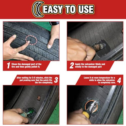 Chemical Vulcanizing Cement, Clear Tire Repair Glue, All Purpose Rubber Cement, Heavy Duty Tire Patch Kit with Brush Top Can for Car, Motorcycle, Bike, 8.5Oz - size: 8.5FL.Oz