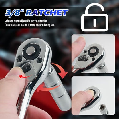 16mm & 14mm Spark Plug Socket with 3/8" Drive Ratchet Wrench | 360° Rotatable 12-Point Magnetic Spark Plug Socket Set with Thin Wall,Professional Sparks Plugs Removal Tool
