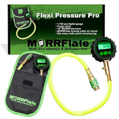 MORRFlate MF Flexi Pressure Pro Digital Tire Pressure Gauge with Purge Valve, 16" Hose, and Rip Away Molle Panel Carrying Bag