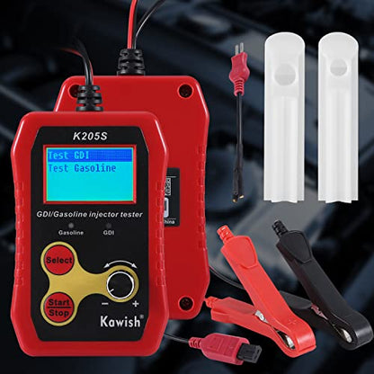 Fuel Injector Tester Kit, Automotive GDI Injector Tester 12V Vehicle Fuel Injector Adapter Cleaner with LCD Display for Car Gasoline Tseter and Cleaning
