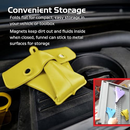 Caliber Flex & Fold Variety-Pack, Set of 3 Flexible Funnels for Automotive Use, 3 Sizes Suitable for a Variety of Fluids