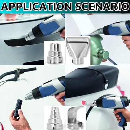 Heat Gun Nozzles Kit 4 Pcs，35mm Bottom Soldering Gun Kit Soldering Accessories Heat Gun Attachments Stainless Steel Reflector Heat Resisting for Most Hot Air Gun Soldering Station Nozzle Tool