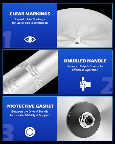 Orion Motor Tech Truck Hub Seal Installer Kit, 9pcs Heavy Duty Seal Drivers Compatible with Class 7 8 Trucks, 4-13/16" to 6-5/16" Large Race and Seal Drivers for Truck Hub Seal Removal Installation - size: 4-13/16 to 6-5/16 in.