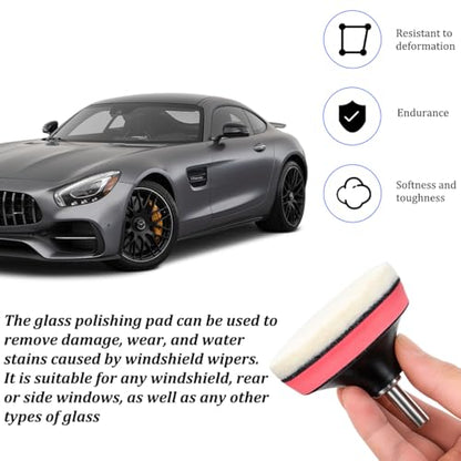 9PCS Car Glass Polishing Kit, Windshield Scratch Removal Set for Removing Wiper Blade Damage Scuffs, Wheel Scratch Felt Pad Repair Kit with 100g Cerium Oxide Powder, Universal Fit