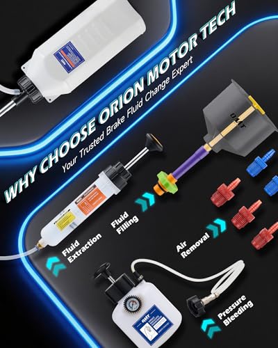 OMT Master Cylinder Bleeder Kit, 21pc Complete Brake Bleeder Tool Kit | Compatible with 13911. Universal fit with SAE/metric fittings, 22" clear hose , Clips and PTFE Tape