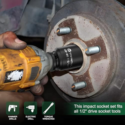 1-3/16" Deep Impact Socket 1/2 Inch Drive for Heavy-Duty Automotive & Trucks | CR-MO Steel Impact Socket, 3.07" Length, 6 Point Design, SAE Size, Axle Nut Socket for Easy Removal of Axle Shaft Nuts - size: 1-3/16" (Deep)